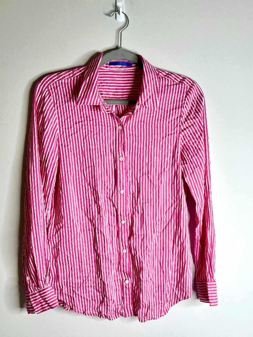 J. McLaughlin Pink White Striped Button-Down Rayon Silk Beach Resortwear Sz S